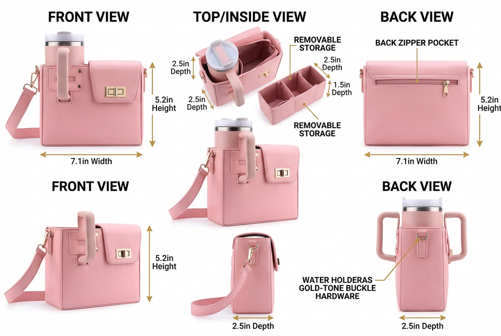 Water Bottle Carrier Bag with Adjustable Shoulder Strap